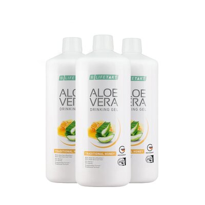 Aloe Vera Drinking Gel Traditionell mit Honig 3er Set, 3000 ml